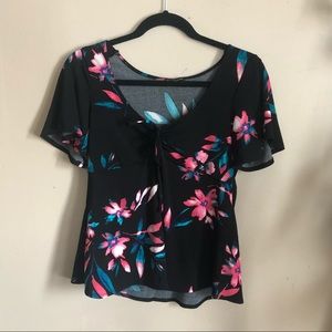 EXPRESS Peplum Floral Shirt NWOT